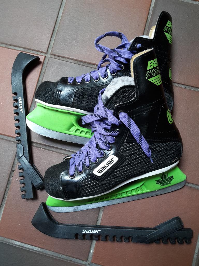 Ijshockeyschaatsen + beschermers, maat 37, merk Bauer, Enlèvement ou Envoi, Utilisé, Patins