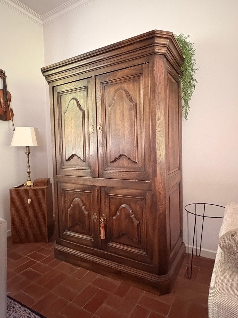 Massief eiken kledingkast, Ophalen, 100 tot 150 cm, Klassiek, Eikenhout