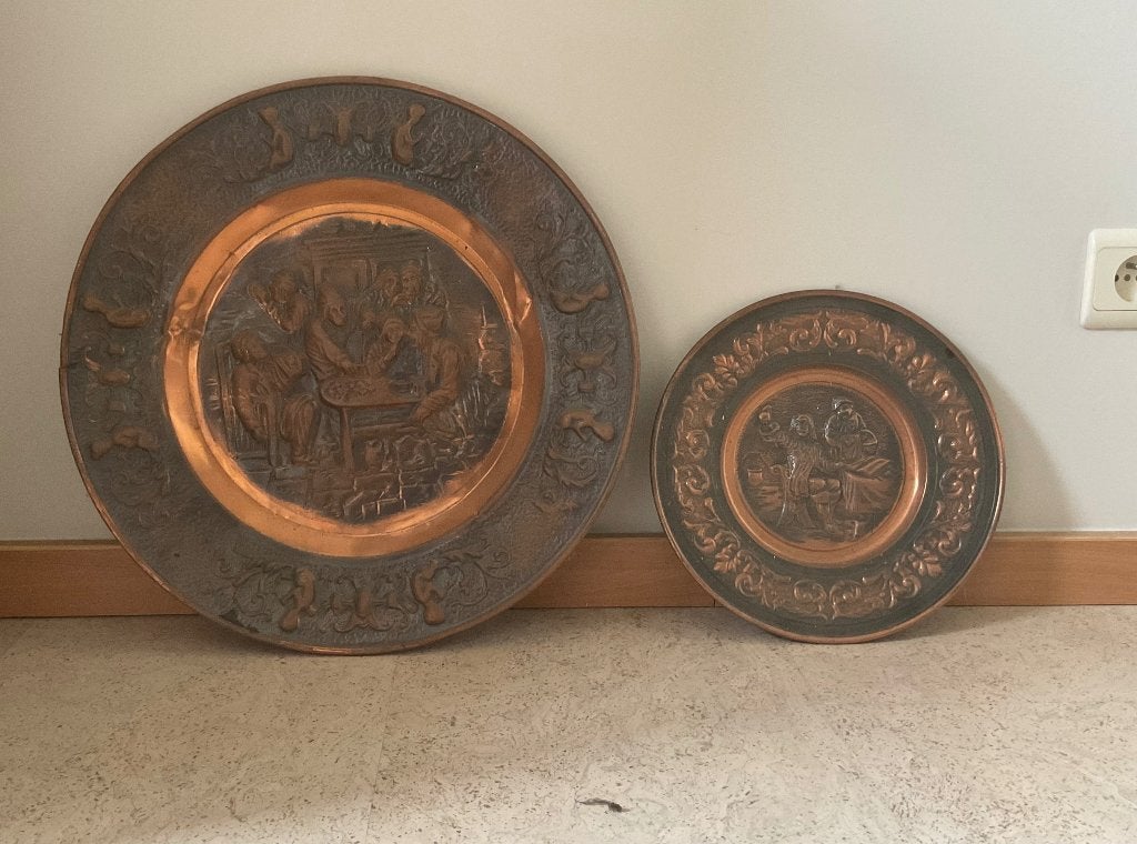 2 plats en cuivre, Antiquités & Art, Enlèvement, Cuivre
