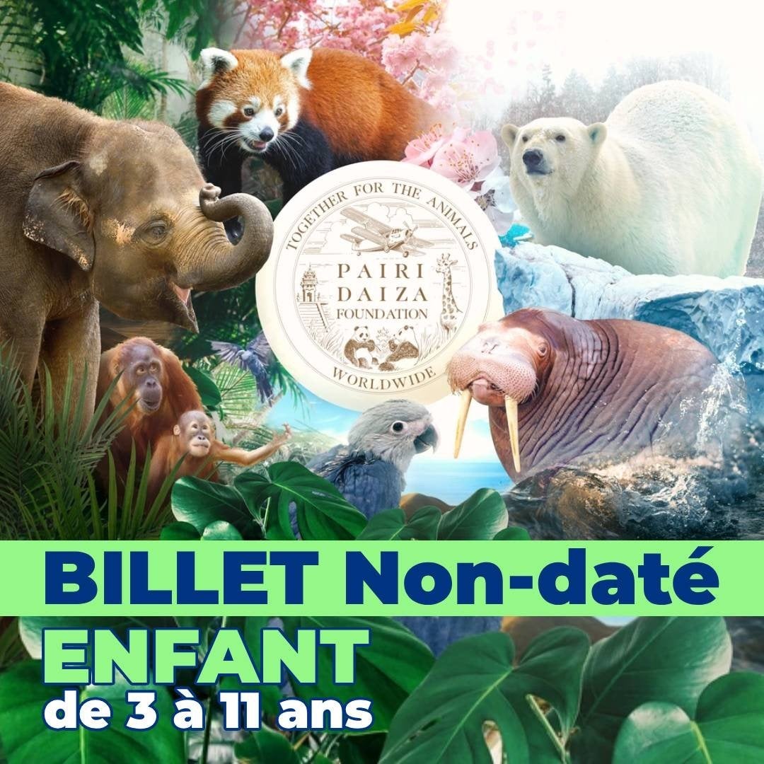 4 billets pour Pairi Daiza + Edenya (enfants de 3 à 11 ans), Trois personnes ou plus, Ticket ou Carte d'accès