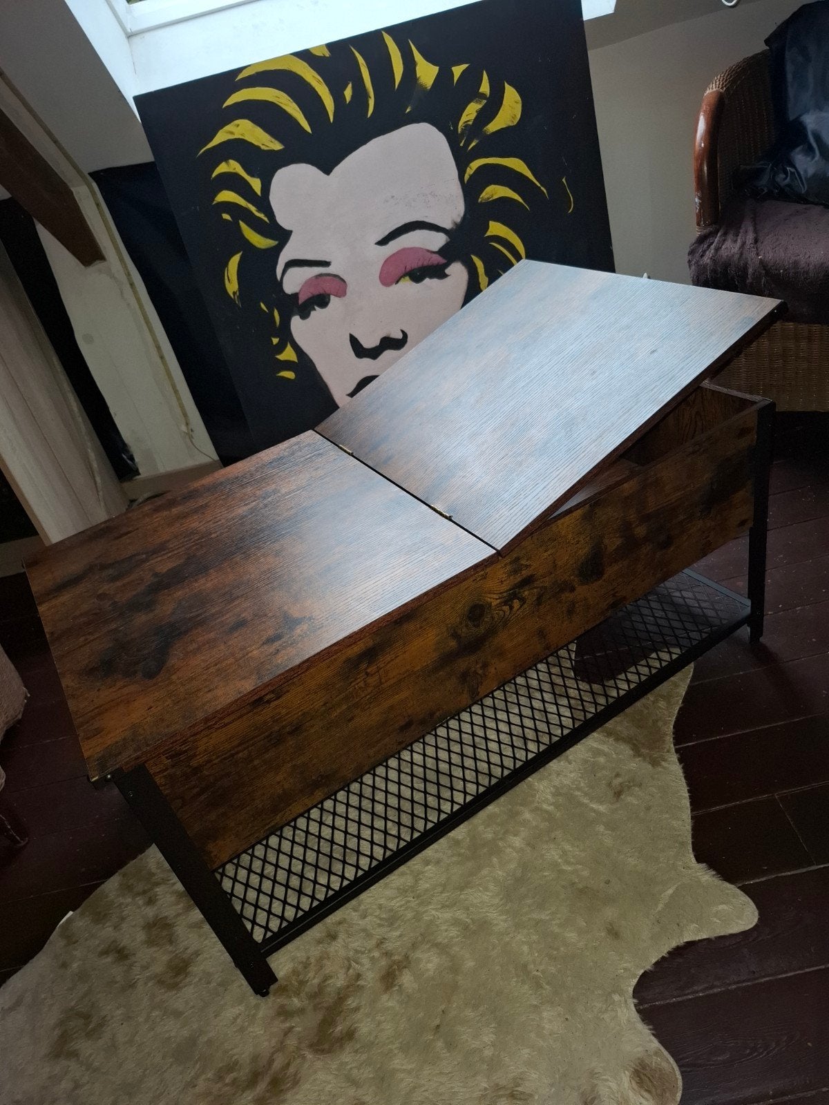 Nieuwe industriële salontafel ColorVintage Brown + Blackmet, Enlèvement