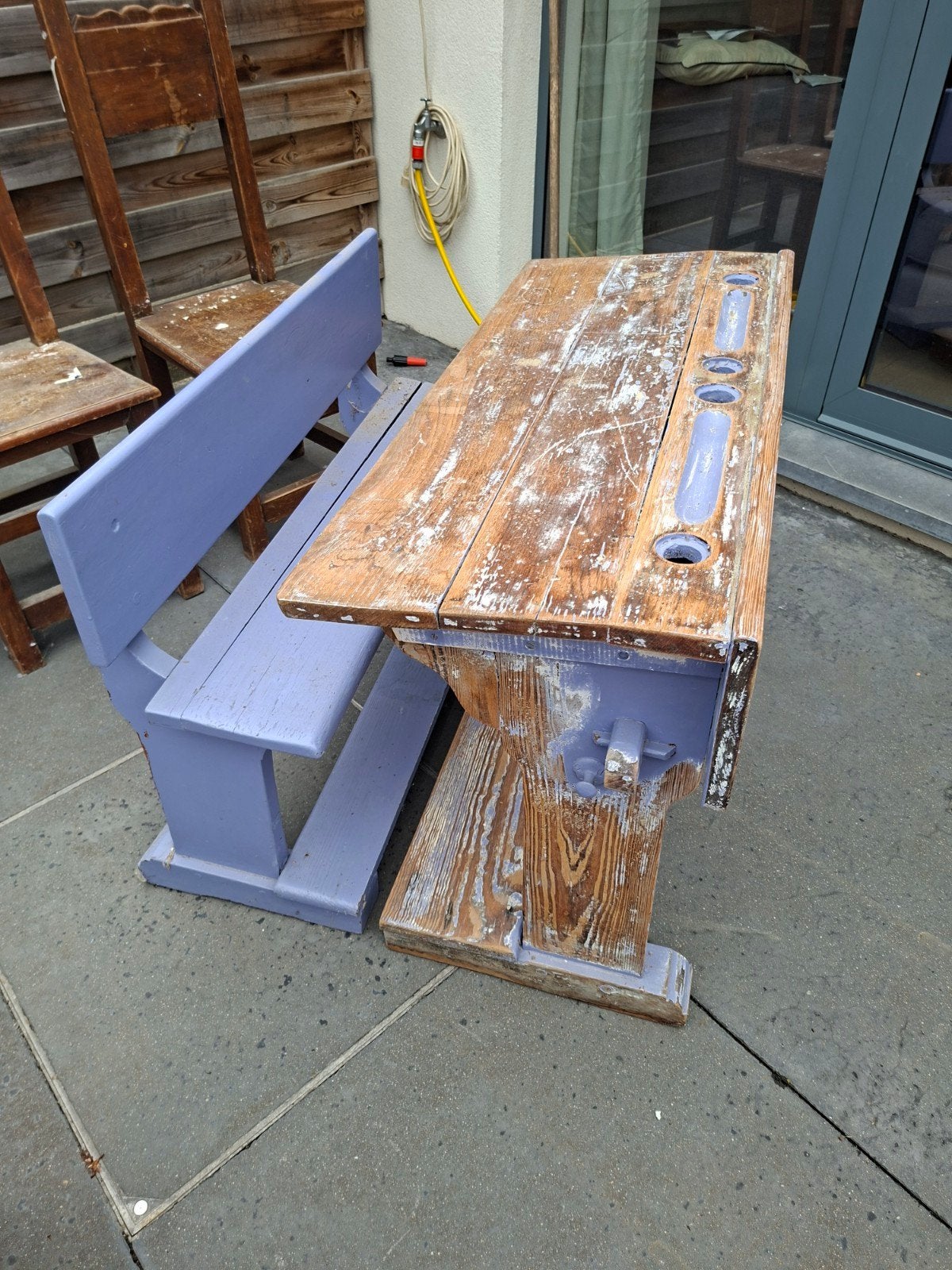 Antieke houten schoolbank, Huis en Inrichting, Ophalen