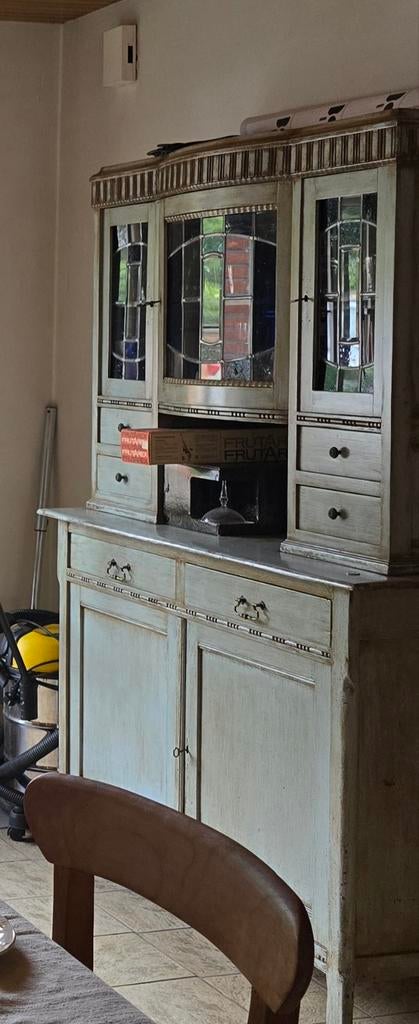 Landelijke brocante kast loodglas, Ophalen