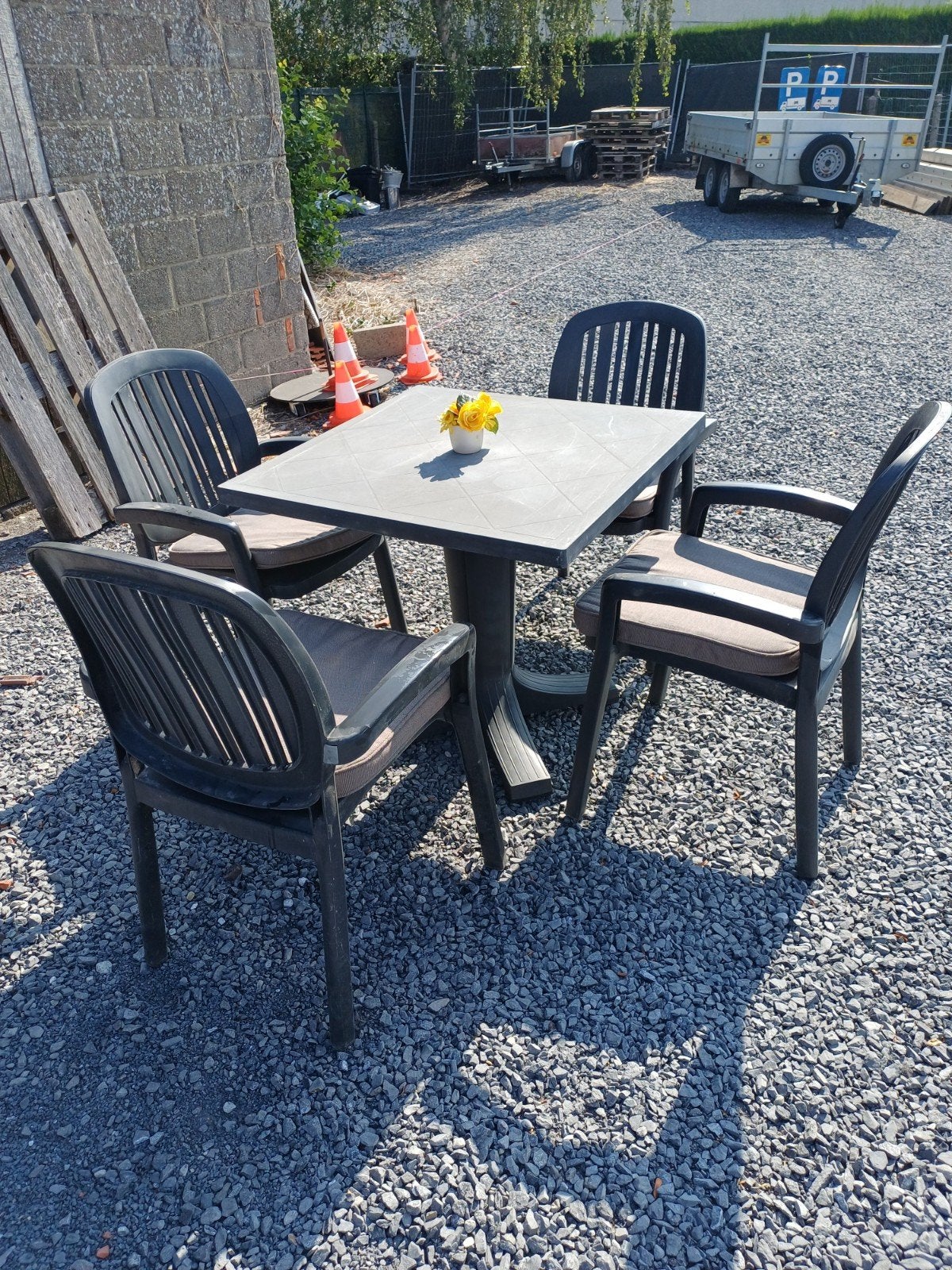 Tuinset 4 stoelen met kussens, Tuin en Terras, Tuinsets en Loungesets, Ophalen, Gebruikt, Bijzettafel, Tuinset