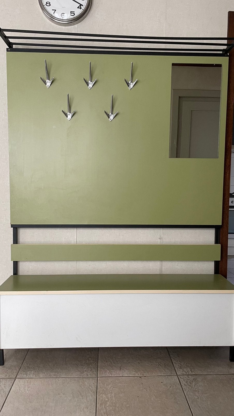 Retro Kapstok Bank Vintage Groen, Huis en Inrichting, Ophalen, Kunststof, Gebruikt, Staande kapstok