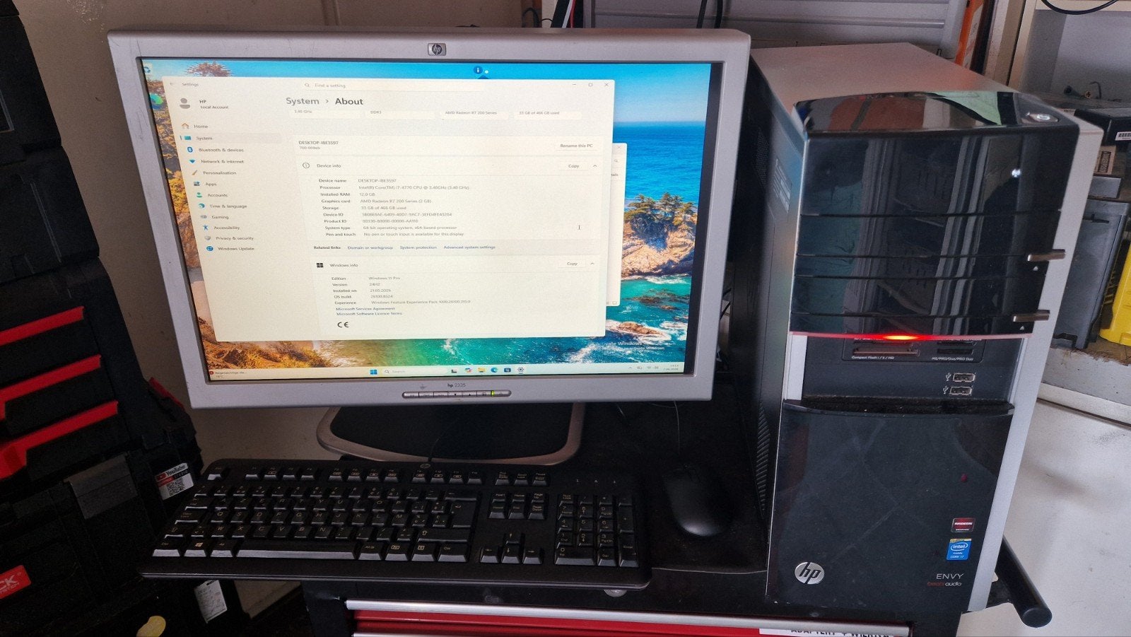 HP Envy 700 PC Set – Intel i7 / 12GB RAM / Windows 11 Pro, Computers en Software, Desktop Pc's, Gebruikt, 3 tot 4 Ghz, HDD, SSD