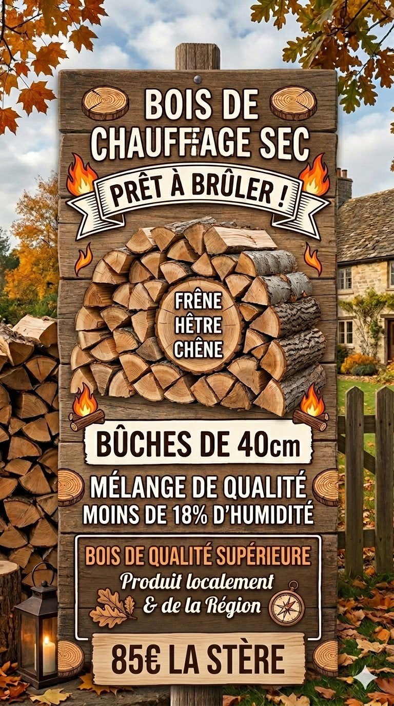 Bois de chauffage sec, Enlèvement, Hêtre