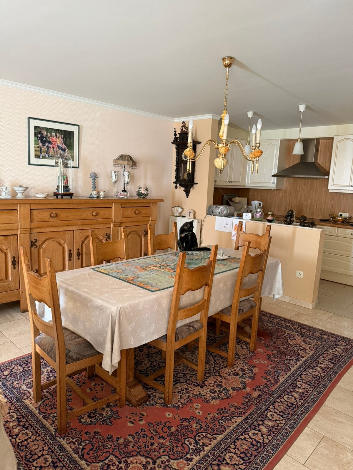 Tafel met stoelen, Ophalen, Gebruikt, 100 tot 150 cm, Eikenhout