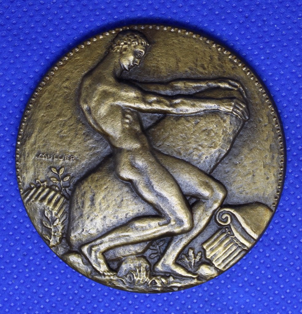 Medaille association sportive electrobel, Ophalen of Verzenden, Brons