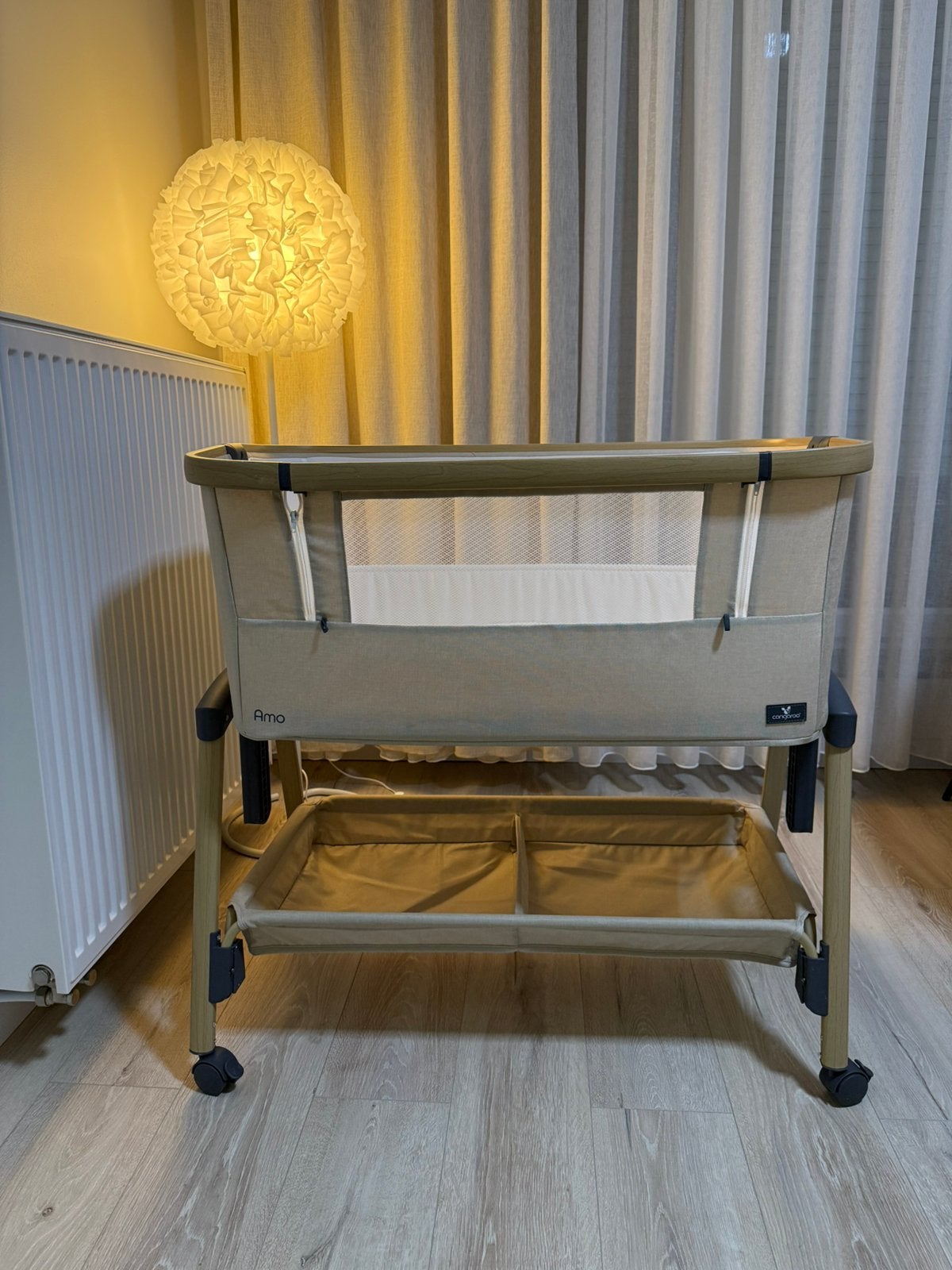 Cangaroo Amo beige wieg bij het bed, Ophalen, Gebruikt, Ledikant
