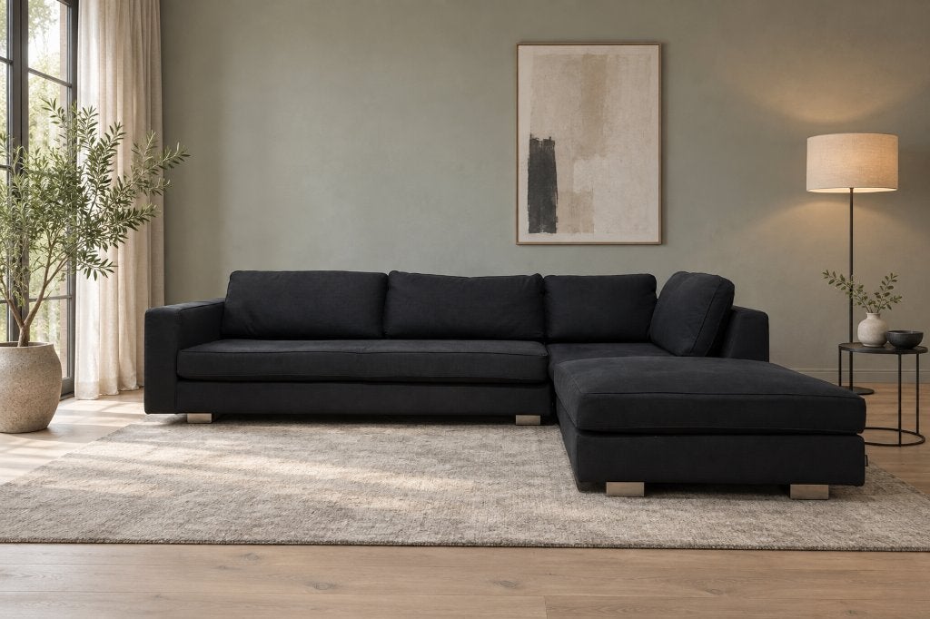 TER STOFFERING Minotti Hilton Hoekbank + GARANTIE, Hoekbank, 300 cm of meer, Ophalen of Verzenden, Zo goed als nieuw
