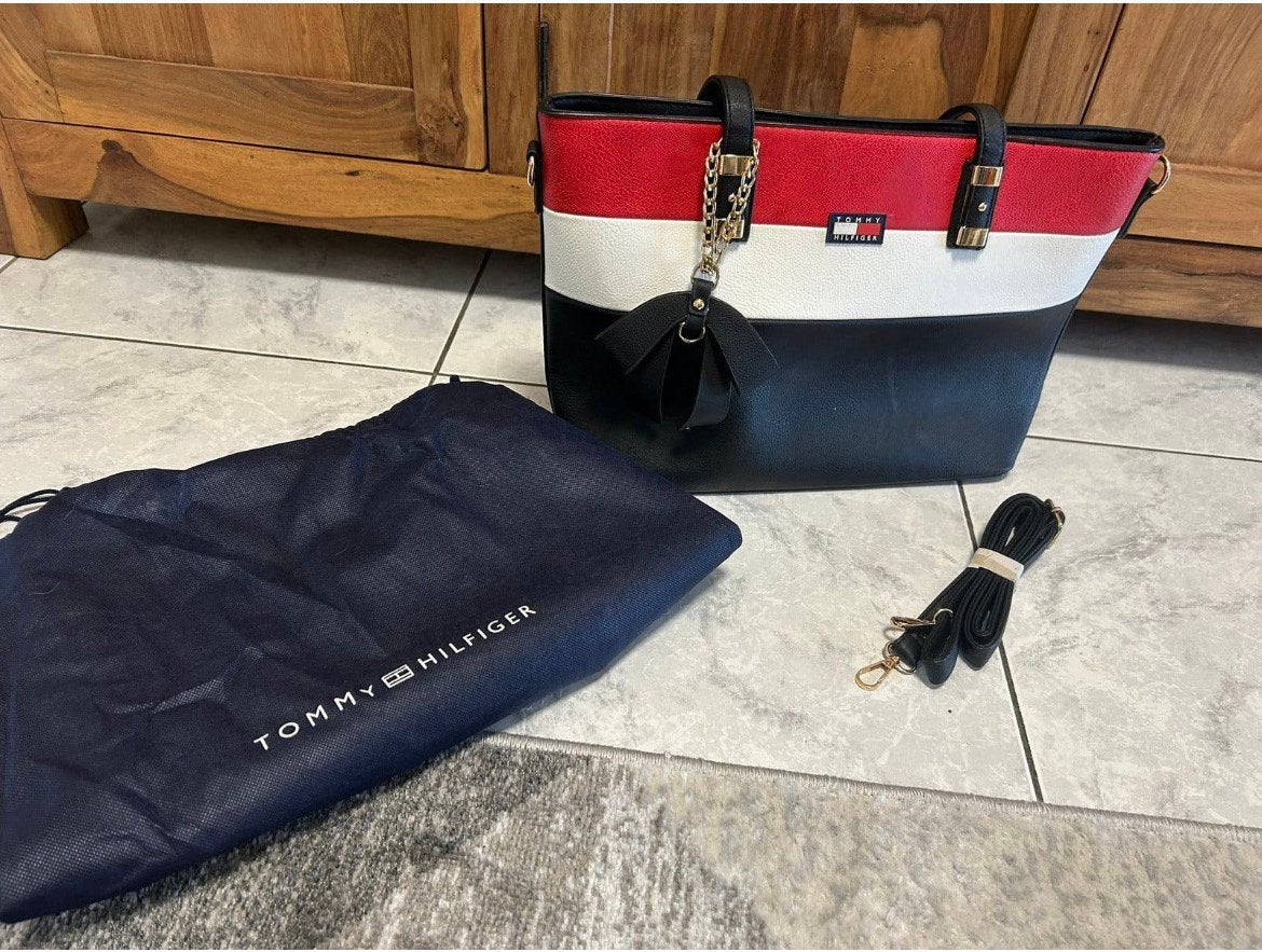 Dameshandtas – rood/wit/blauw – Tommy Hilfiger stijl, Ophalen, Gebruikt, Blauw