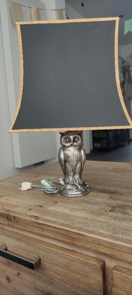 Tafellamp koperen uil, Ophalen, Zo goed als nieuw, Overige materialen, 50 tot 75 cm