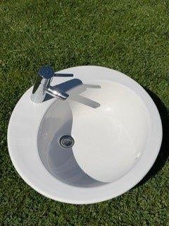 Sanitair (Ideal Standard) met kraan (Grohe) en toebehoren, Ophalen, Gebruikt, Steen, Kraan