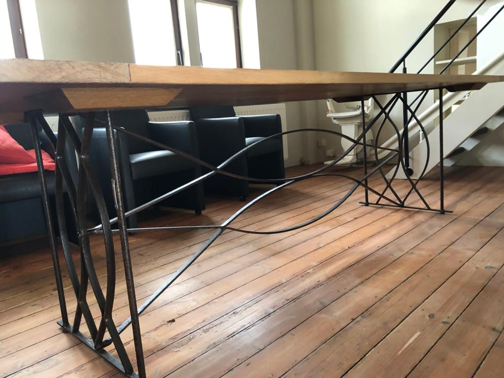 eettafel 10 personen voleiken blad handgemaakt, Enlèvement, Comme neuf
