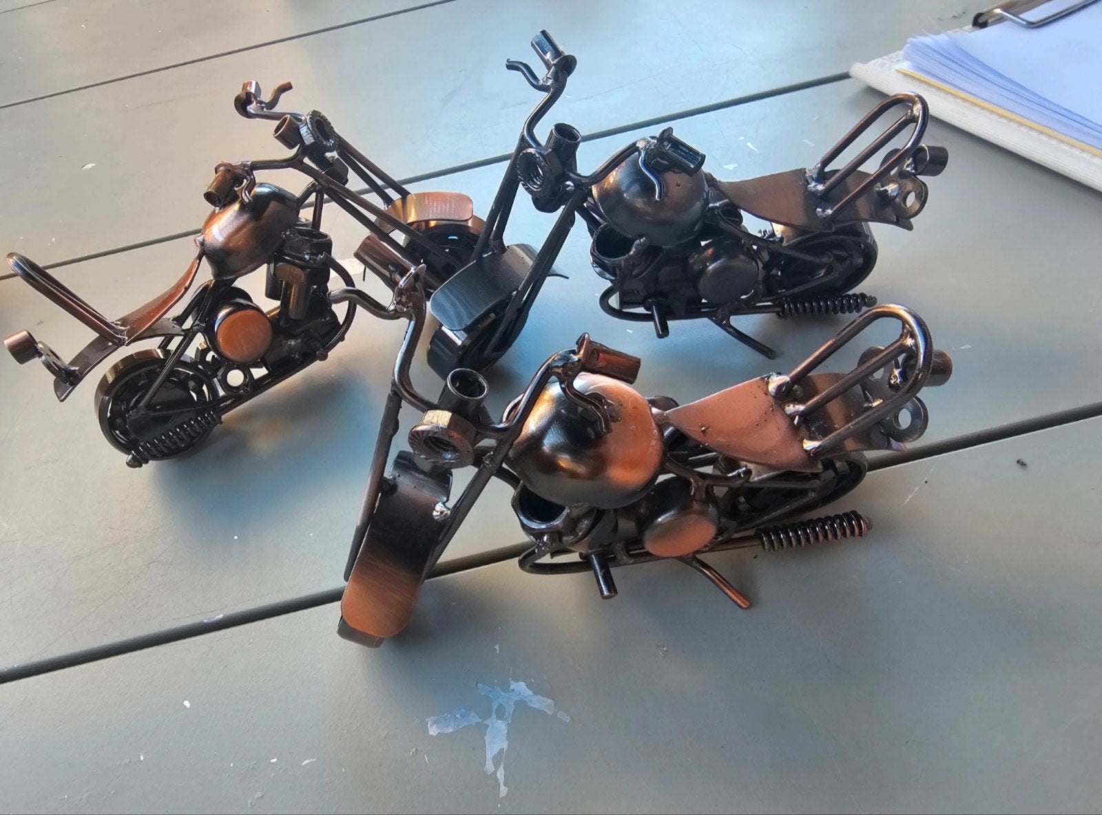 Set van 3 metalen motor sculpturen (moeren & bouten kunst) –, Enlèvement ou Envoi
