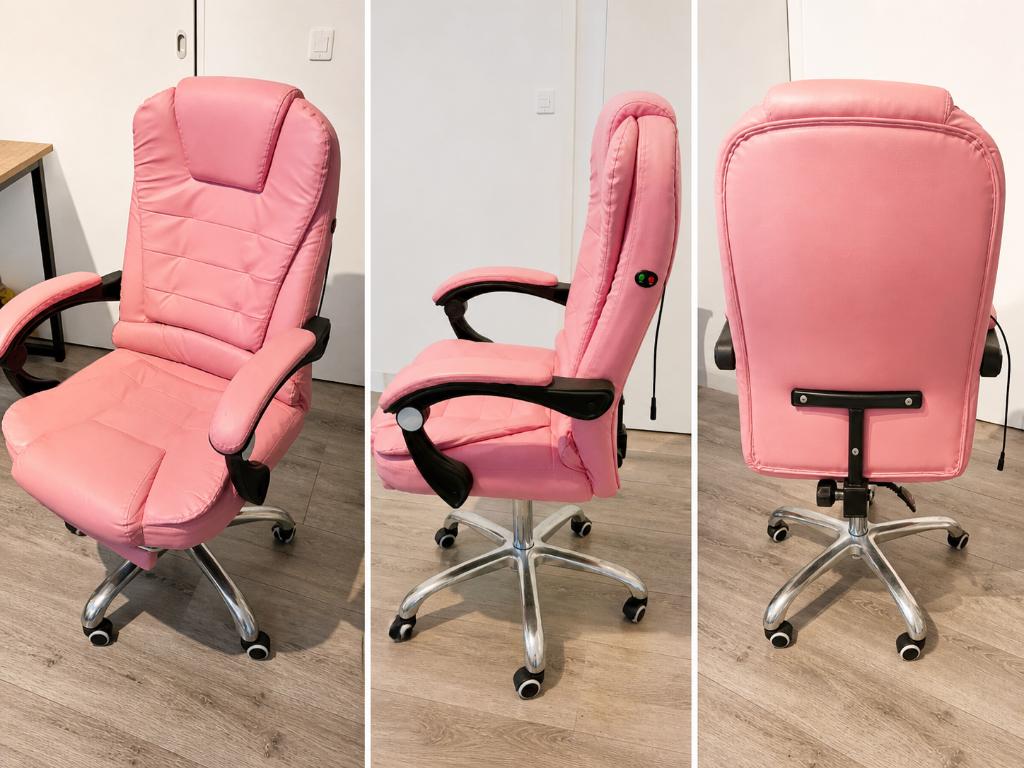 Chaise de bureau rose à roulettes – style gamer – 15 €, Rose, Chaise de bureau de gaming, Enlèvement, Utilisé