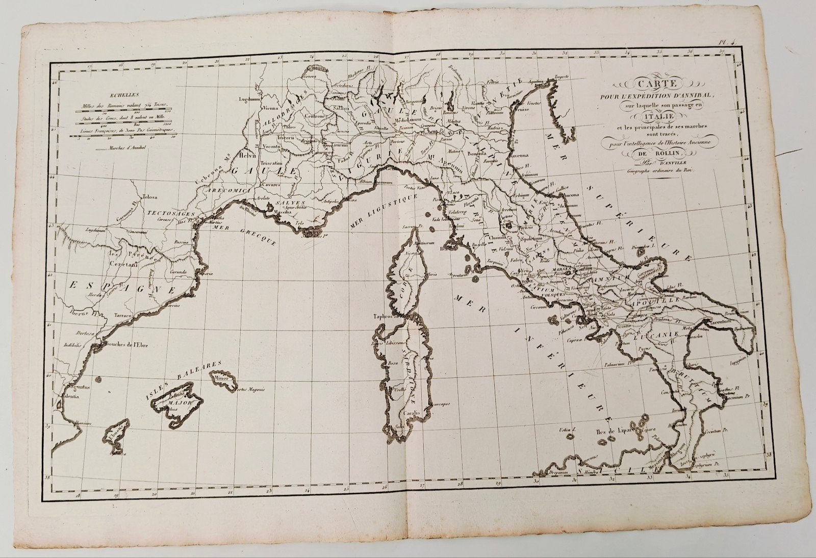 Antieke kopergravure d'Annibal de rollin 1818, Antiek en Kunst, Ophalen of Verzenden