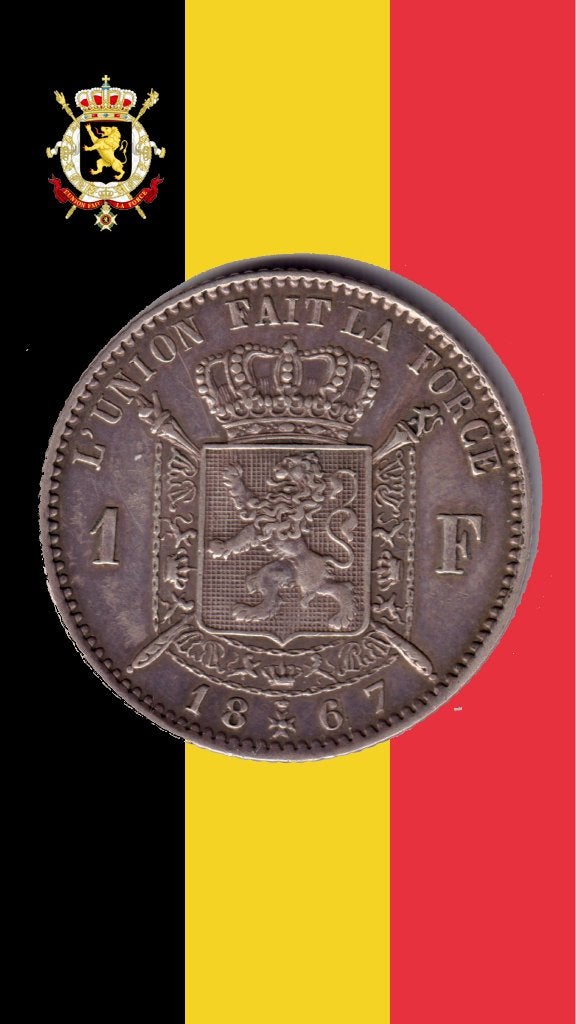 Nice 1 franc 1867 FR - Léopold II, Enlèvement ou Envoi, Monnaie en vrac, Argent, Argent