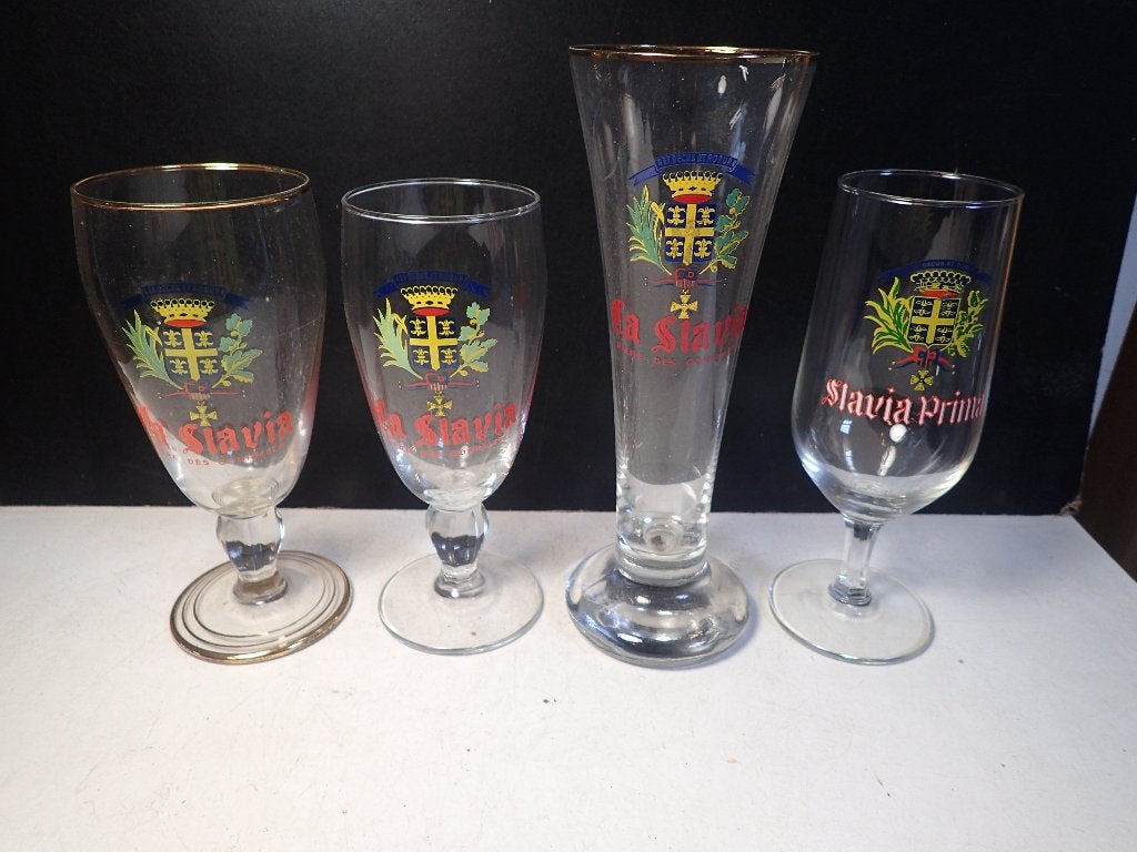 oude bierglazen La slavia, Verzamelen, Ophalen of Verzenden, Gebruikt, Bierglas