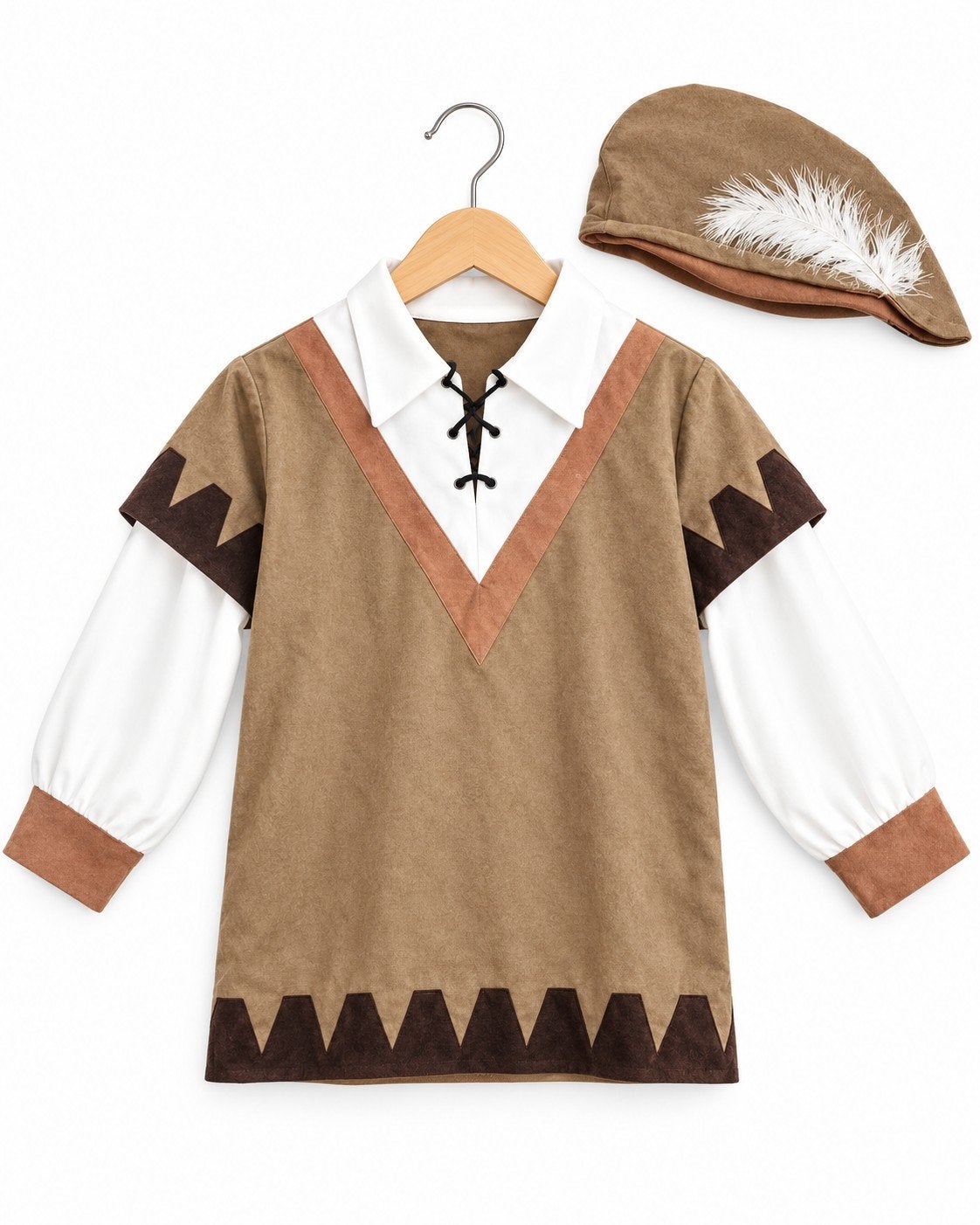 Déguisement adulte 48/50 Robin des Bois – Haut + chapeau, Ophalen
