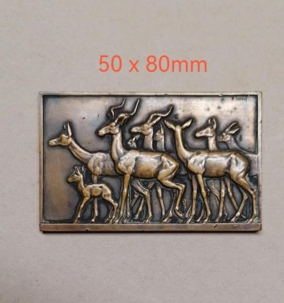 Plaque bronze les antilopes René Thenot, Envoi, Bronze