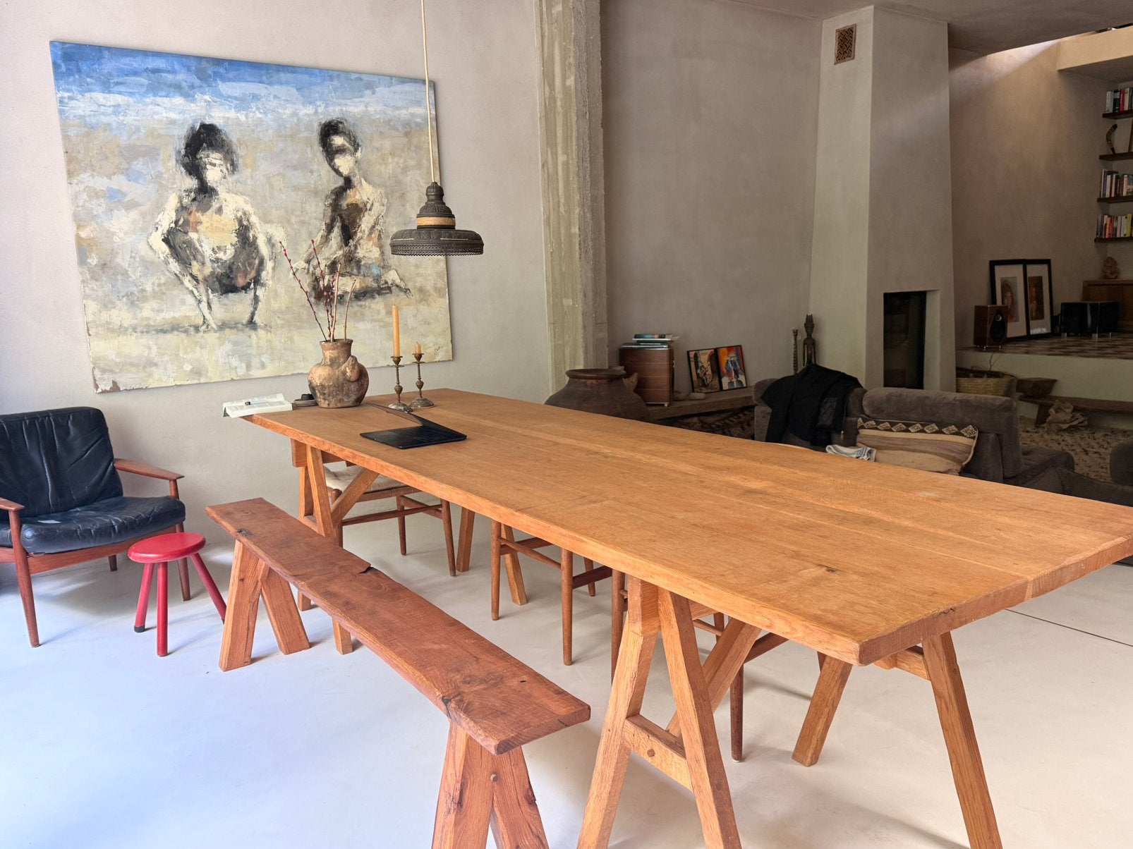 Eiken tafel – 290 x 90 cm, Huis en Inrichting, Ophalen, Zo goed als nieuw
