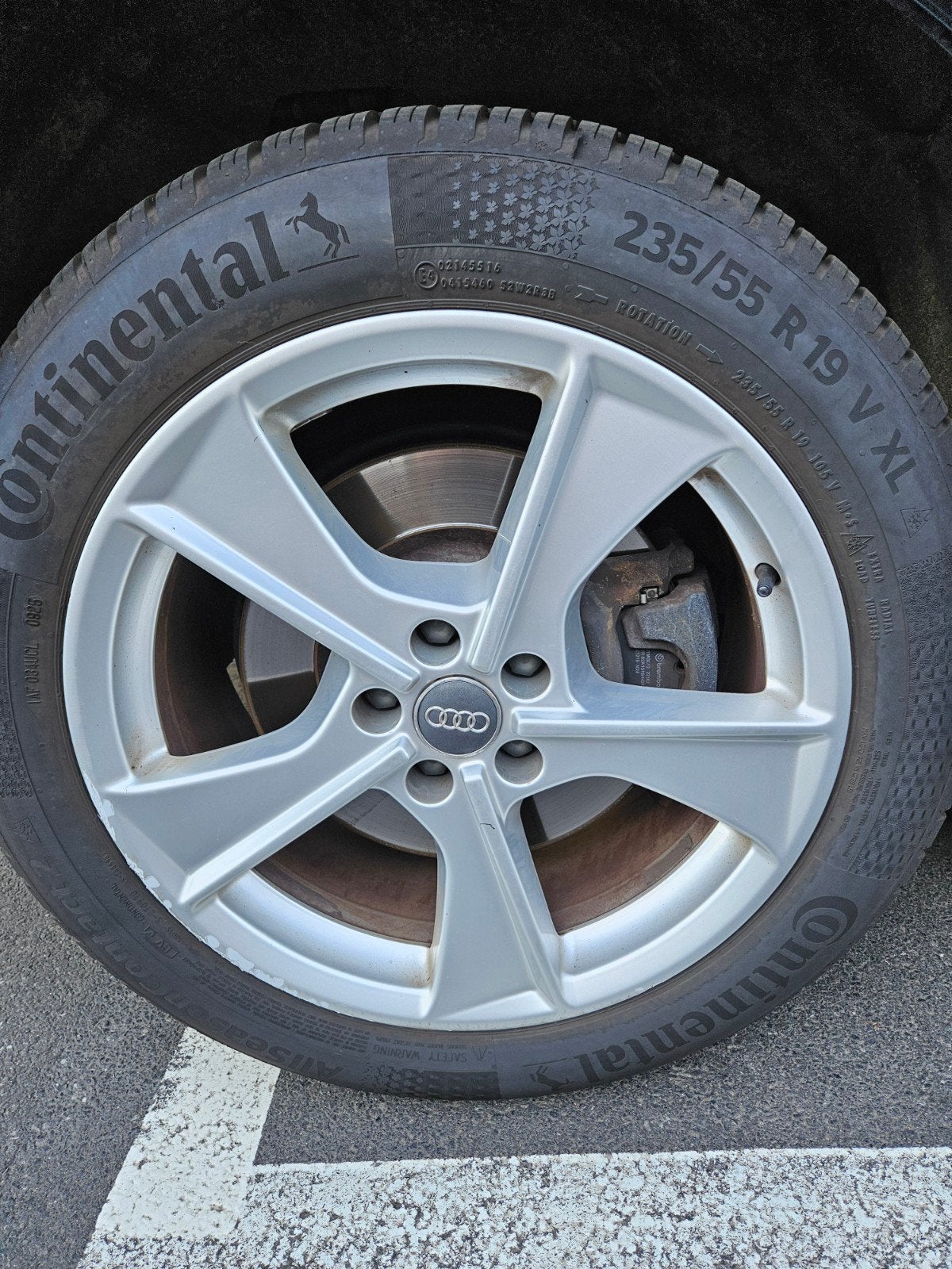 3 pneus R19 235/55 avec jante Audi Q7, Enlèvement, Pneu(s)