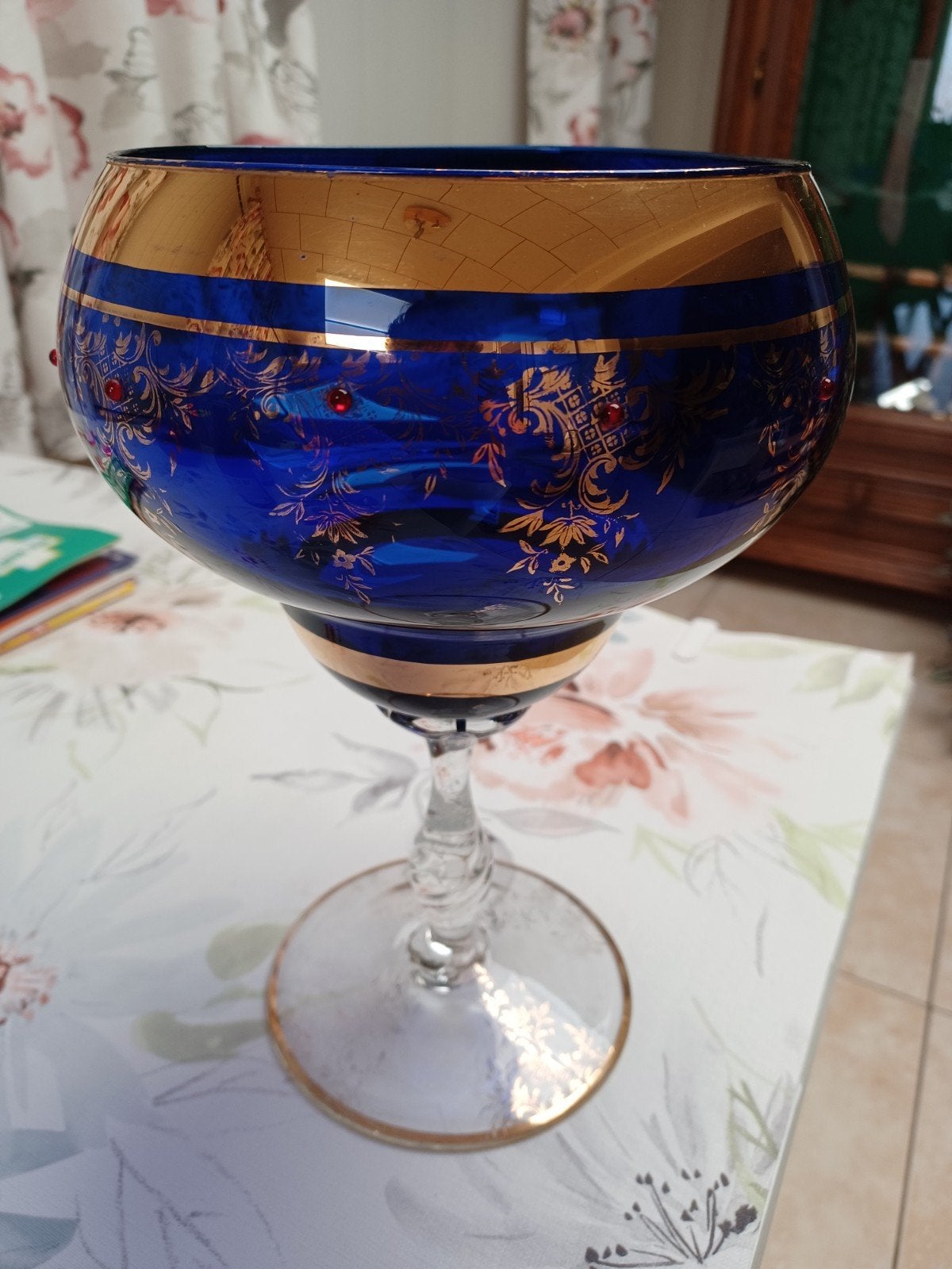 vintage Italiaanse kobaltblauwe glazen coupe (bonbonnière), Enlèvement ou Envoi