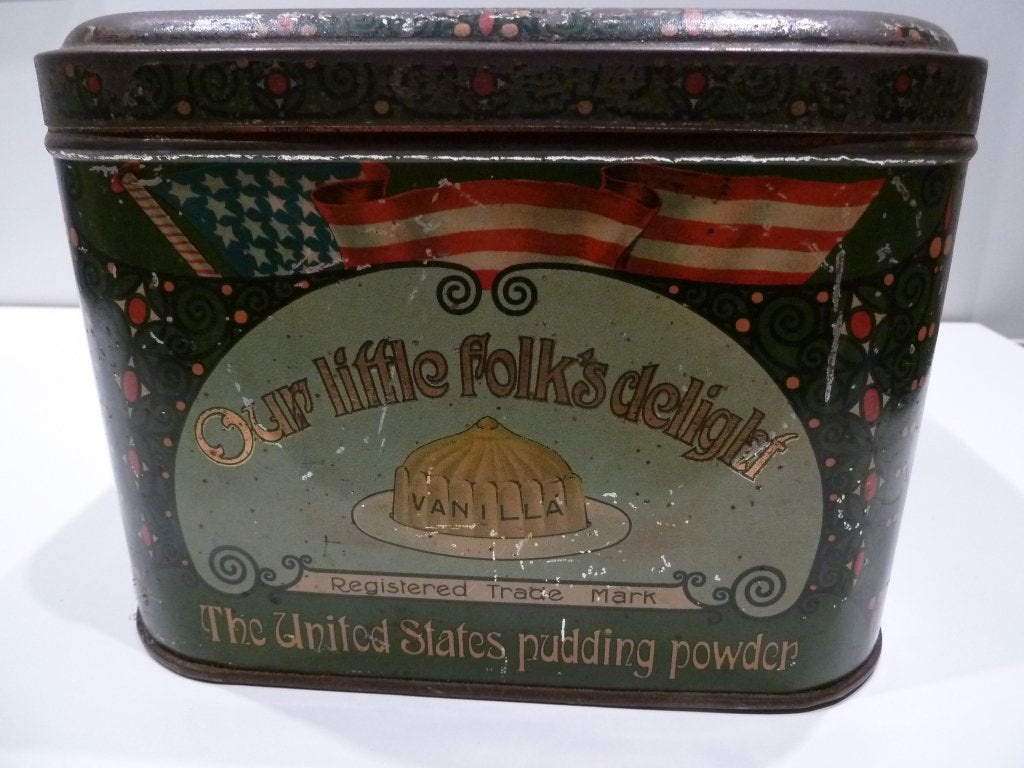 boîte ancienne Pudding Powder vintage no plaque émaillée, Enlèvement ou Envoi