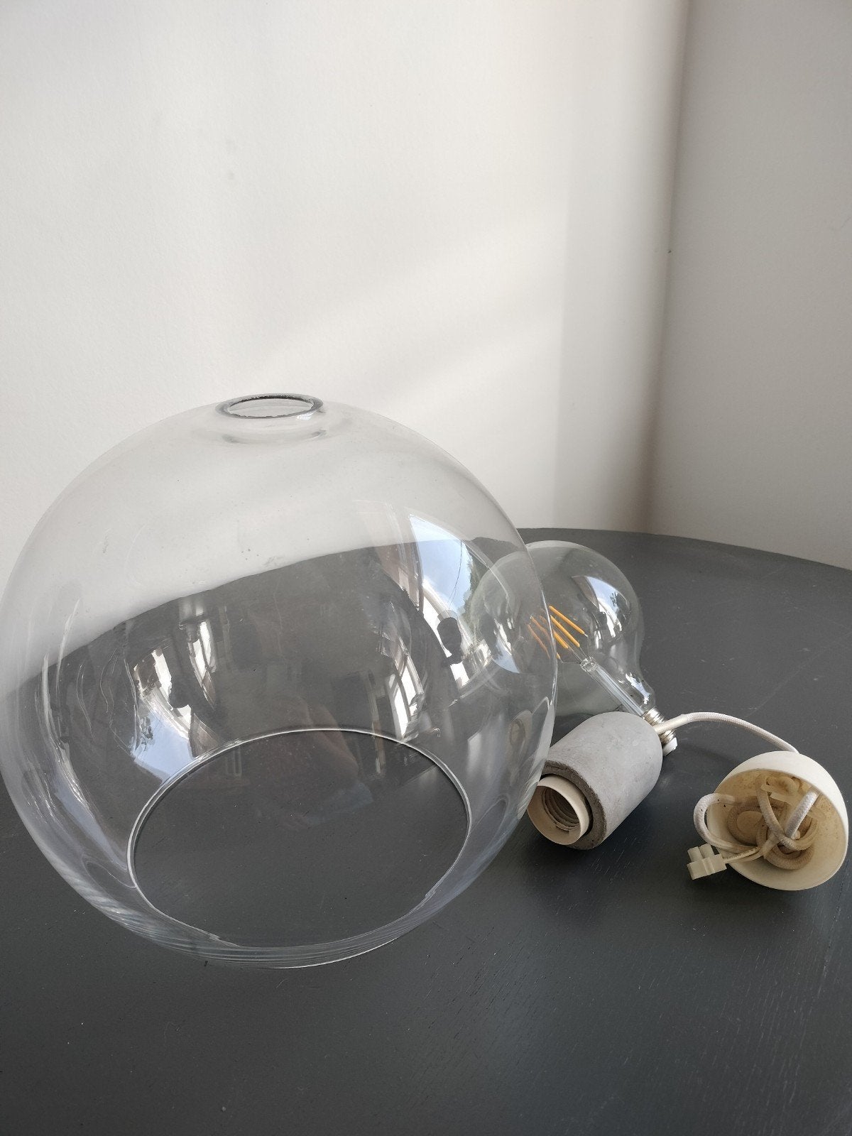 Suspension Globe en verre + soquet et ampoule, Enlèvement