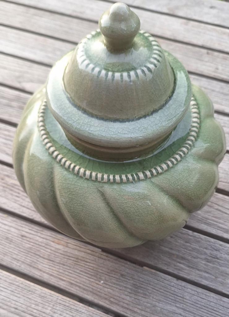 Celadon Thaise deksel pot uniek in perfecte staat !, Ophalen of Verzenden