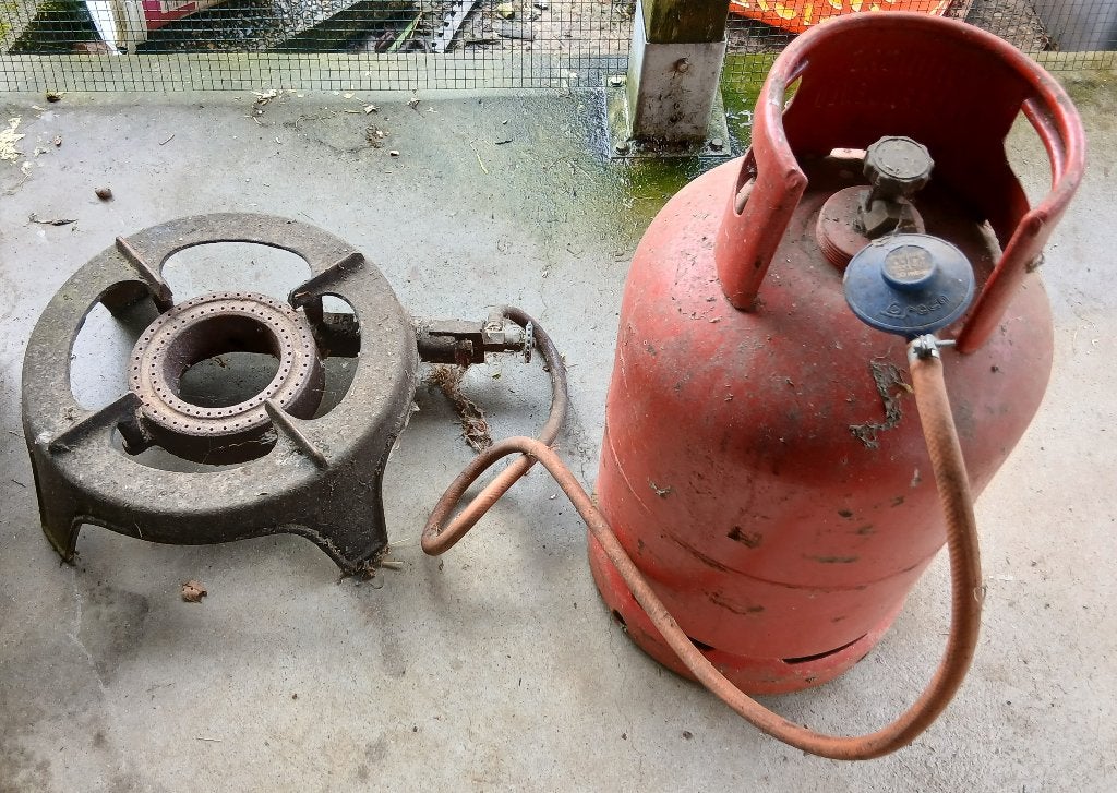 Gasfles met een kookpit, ideaal voor buiten koken, Caravans en Kamperen, Ophalen, Gebruikt