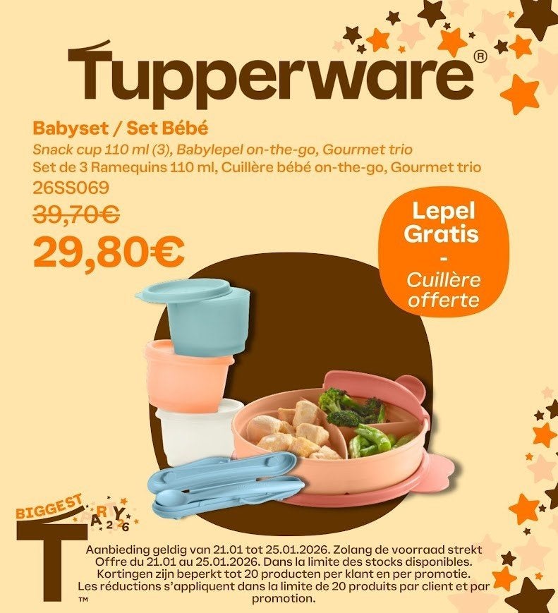 Baby set Tupperware, Ophalen of Verzenden, Nieuw, BPA-vrij, Overige typen