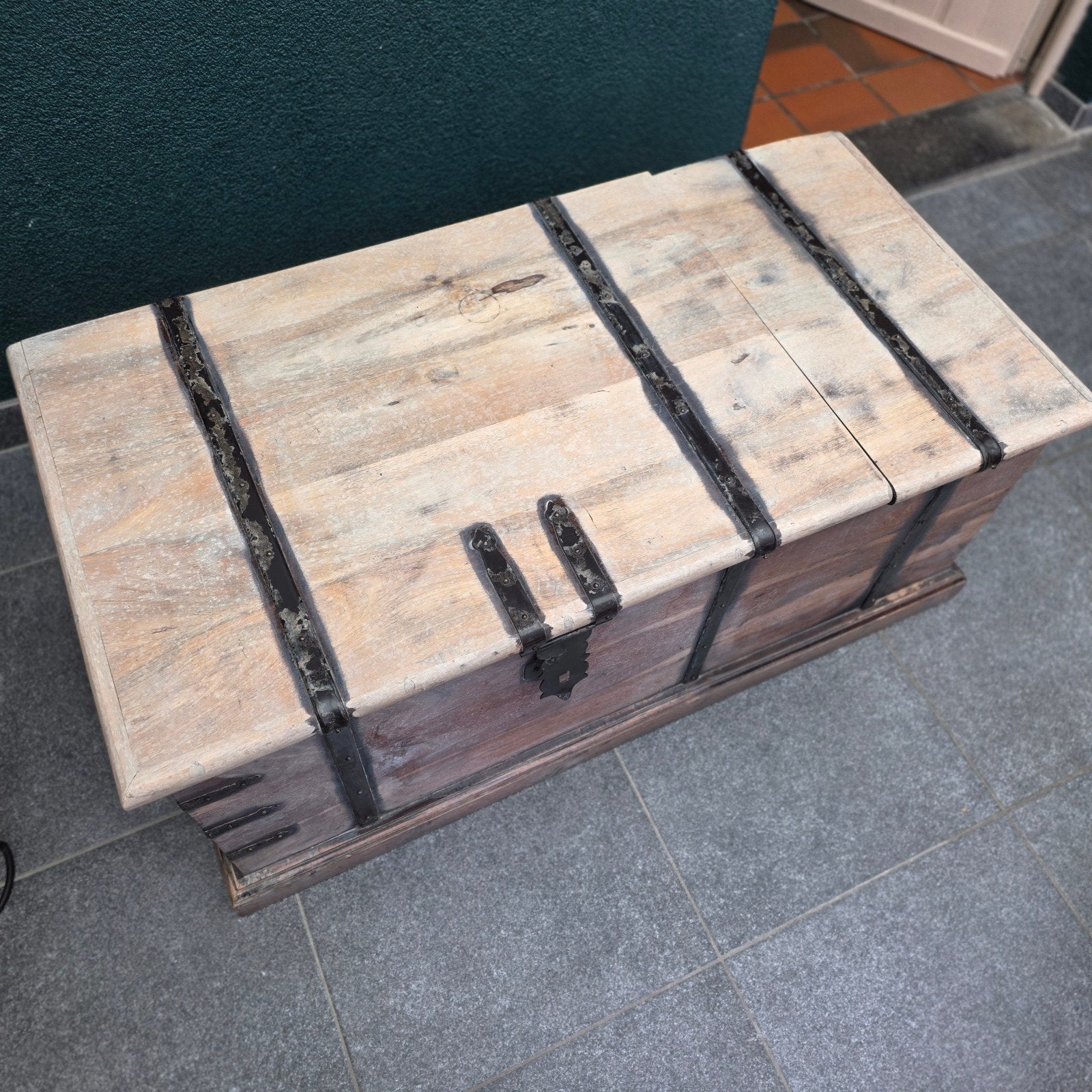Vintage houten wijnkist - salontafel, Ophalen