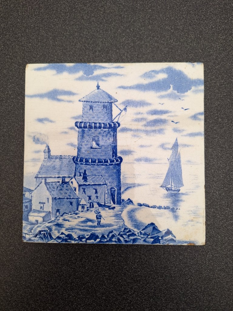 Ancien carreau en faïence style Bleu de Delft – Déco Phare, Ophalen of Verzenden