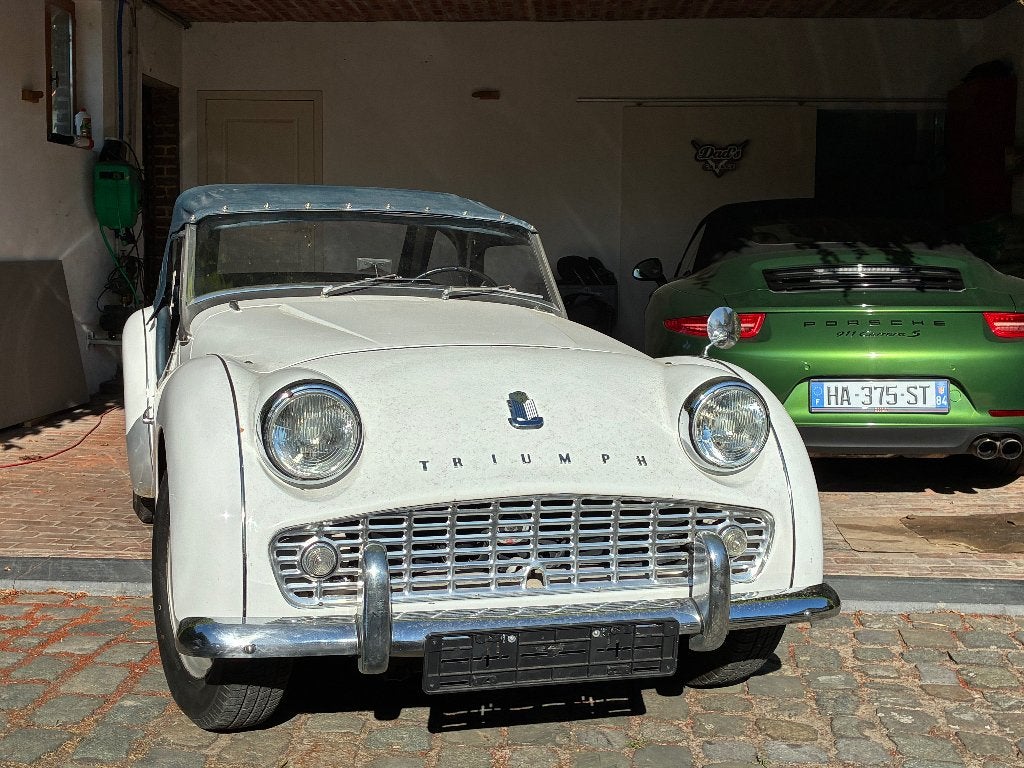 Mooie TR3 a met overdrive&Hardtop&zijruiten, Achterwielaandrijving, Cabriolet, Triumph, Wit
