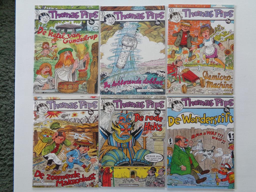 Thomas Pips - album 1-6 (V37-V42) - 9e kunst uitgaven, Ophalen of Verzenden