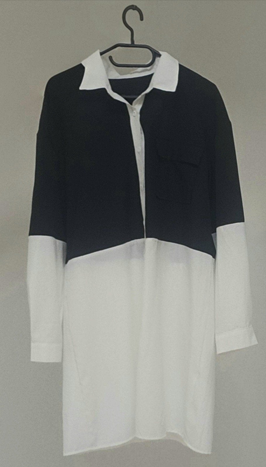 Lange zwart-witte blouse / tuniek – XL, Enlèvement ou Envoi, Taille 46/48 (XL) ou plus grande, Blanc