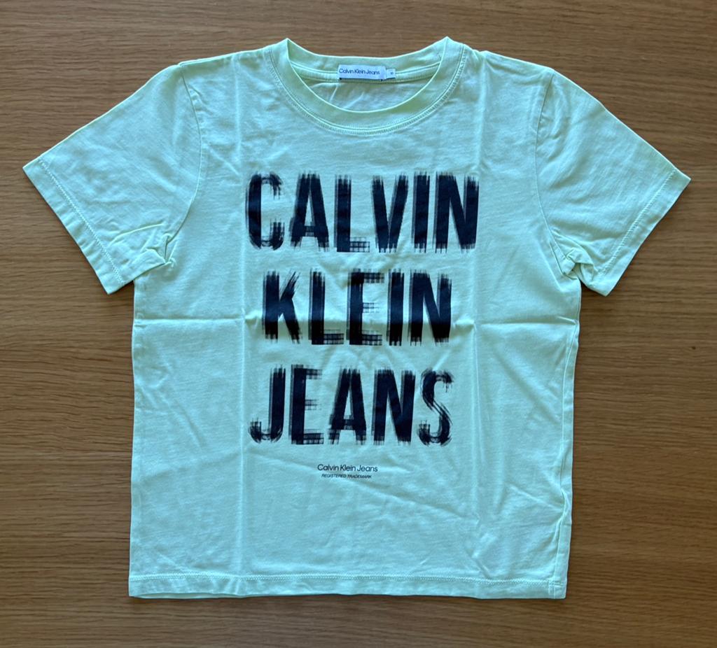 T-shirt jaune fluo clair CALVIN Klein - 10 ans - 17€, Ophalen of Verzenden, Zo goed als nieuw, Jongen