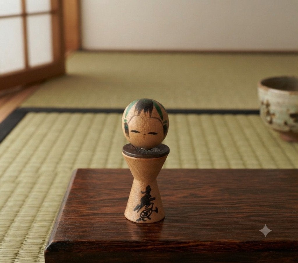 Leuke Kotobuki Sosaku Kokeshi, Antiek en Kunst, Hout, Handgemaakt, 6 cm, Verzenden