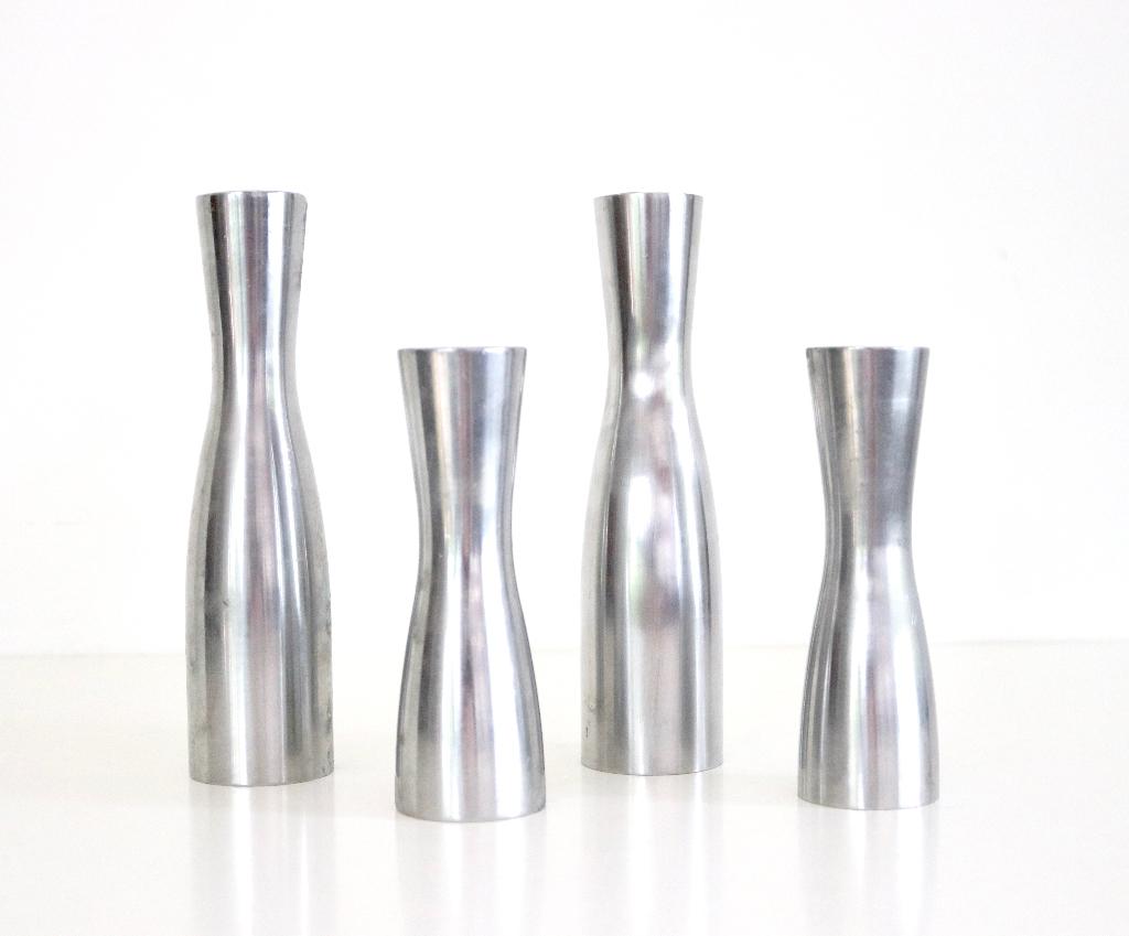 4 Vintage Erika Pekkari voor IKEA aluminium kandelaars, Ophalen of Verzenden, Gebruikt