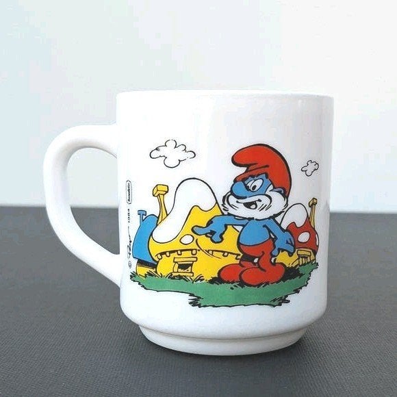 Vintage beker Arcopal Peyo Smurfen 1984, Verzamelen, Ophalen of Verzenden, Grote Smurf