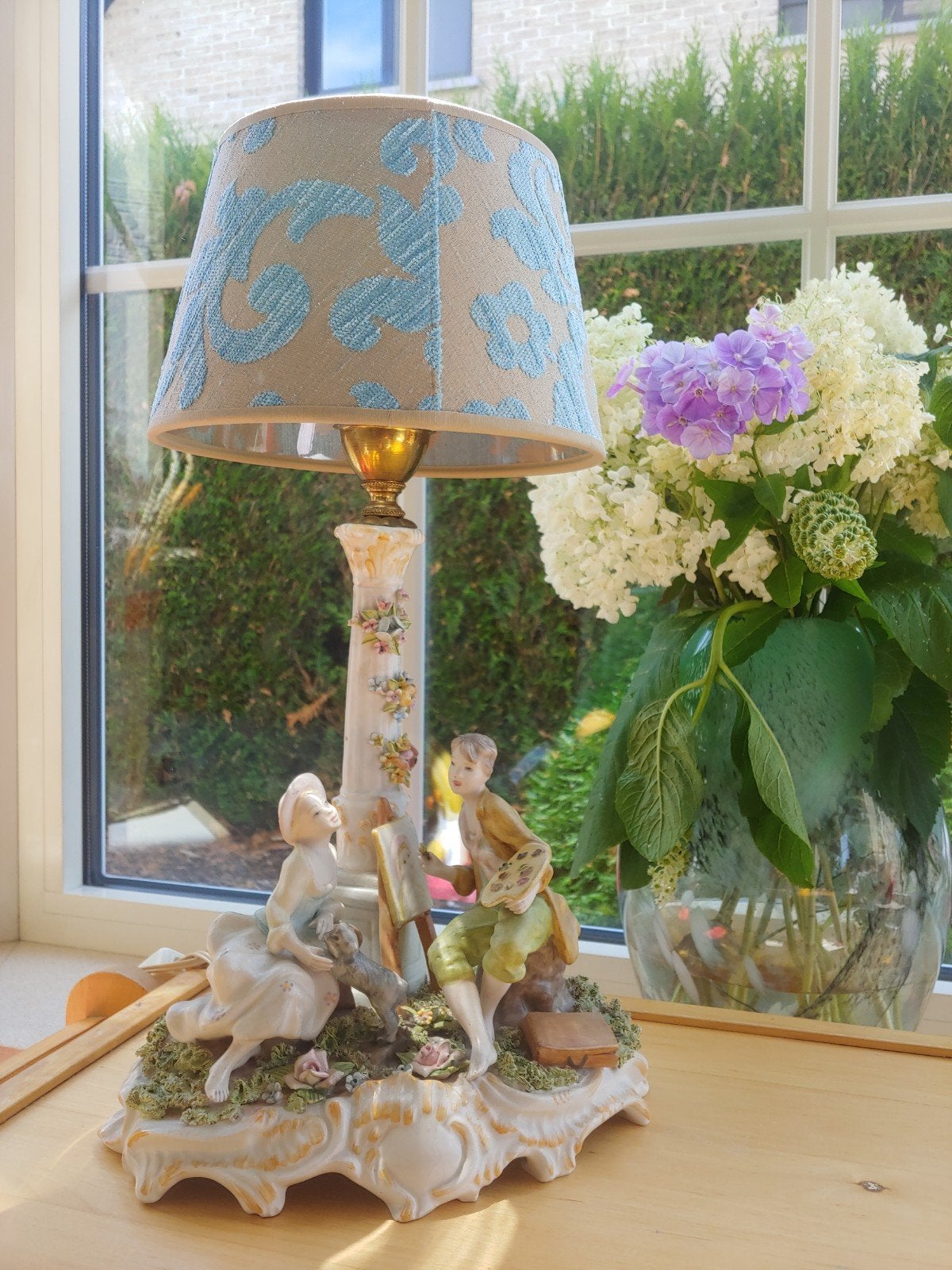Vintage capodimonte tafellamp handgeschilderd  NAPELS, Antiek en Kunst, Ophalen