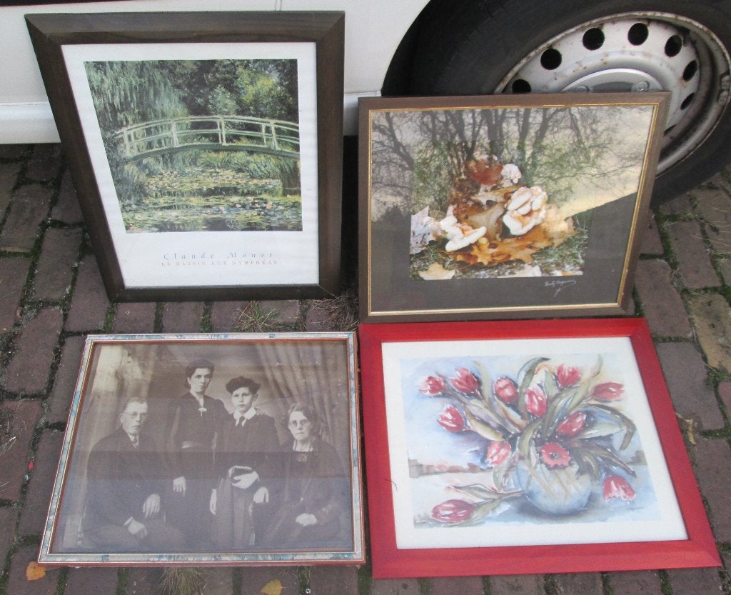 4 Mooie Oude Houten Fotolijsten - 57x47, Hout, Standaard fotolijst, Ophalen of Verzenden, Zo goed als nieuw