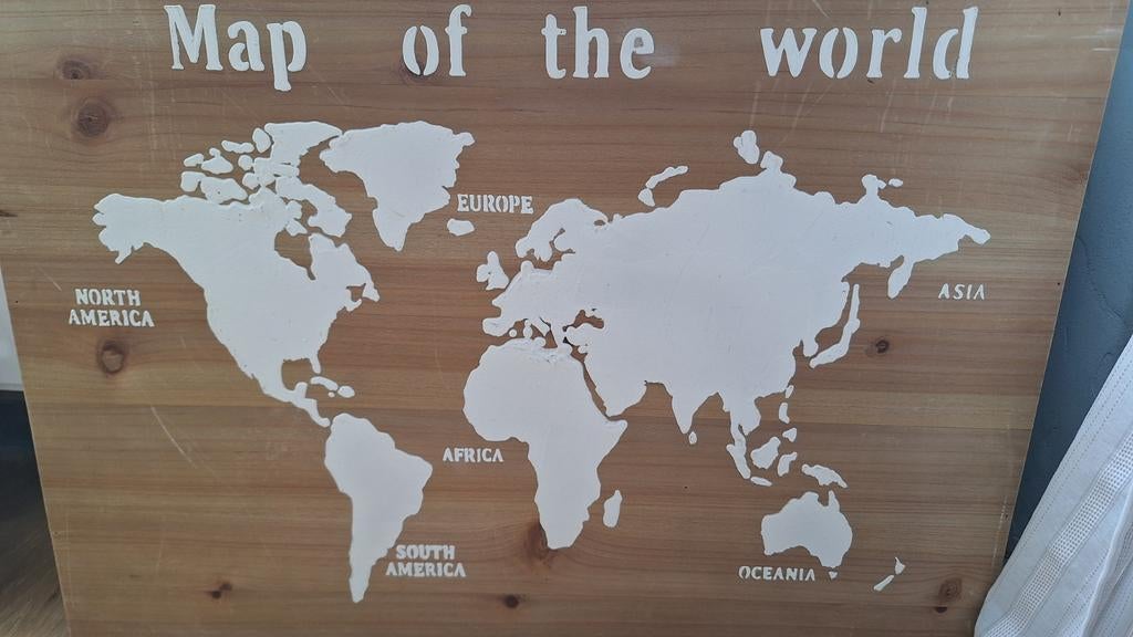 Houten wandbord Wereldkaart - Map of the World -  60x50 cm, Enlèvement