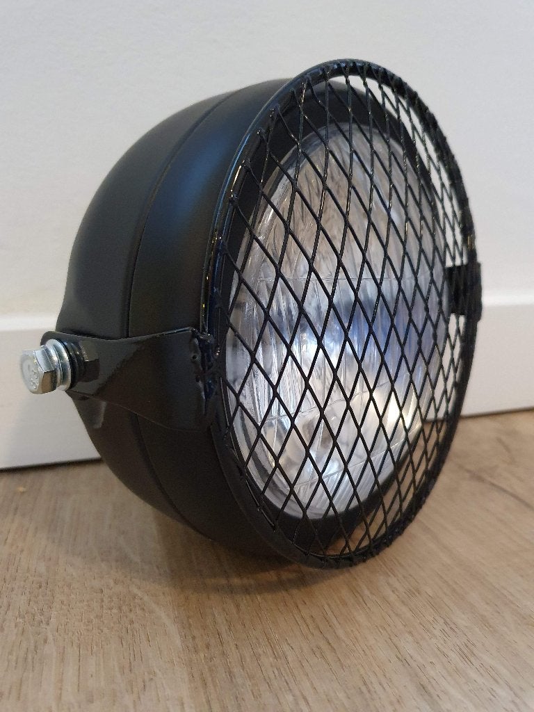 Koplamp zwart caferacer bobber scrambler + rooster, Motoren, Ophalen of Verzenden