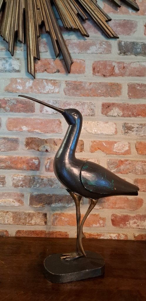 Handgesneden houten snip - lokvogel - vogel beeld, Antiek en Kunst, Curiosa en Brocante, Ophalen of Verzenden