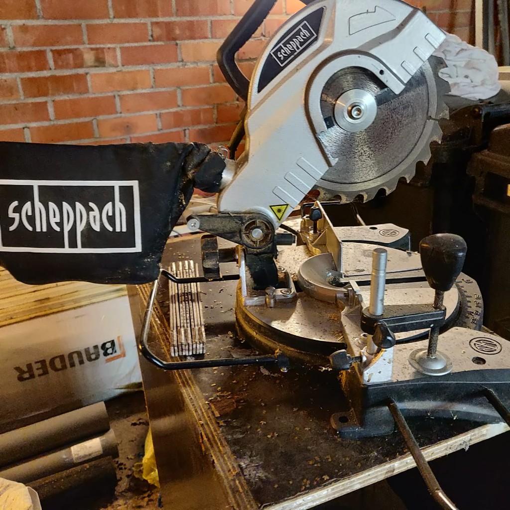 scheppach afkortzaag, Doe-het-zelf en Bouw, Gereedschap | Zaagmachines, Ophalen, Zo goed als nieuw, Afkortzaag, Scheppach