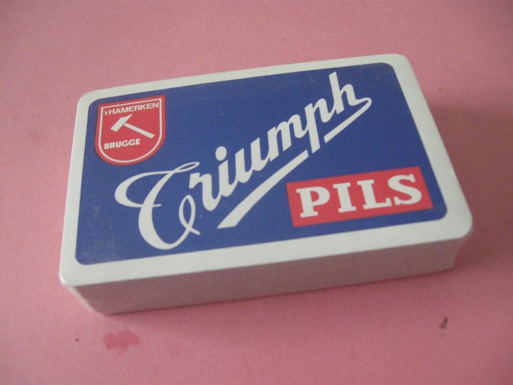 Kaartspel - speelkaarten Triumph pils , 't Hamerken Brugge, Verzamelen, Ophalen of Verzenden, Zo goed als nieuw, Speelkaart(en)
